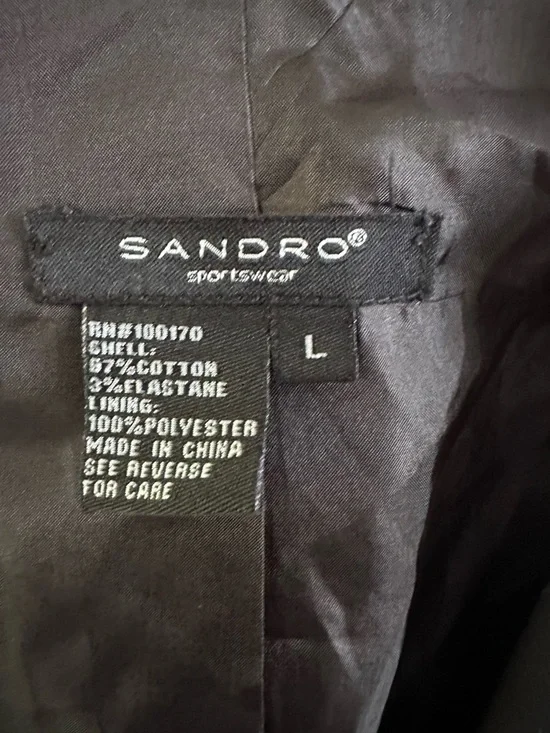 Sandro Paris Black Blazer Jacket Gold Button Cropped Tailored Women’s L - Picture 2 of 11